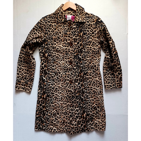 Leopard Print 4-Button Front Collared Trench Coat - Tan/Black - Picture 16 of 16